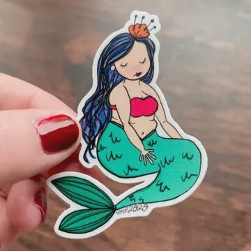 Body Positive Blue and Green Mermaid Cute Sticker