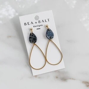 Marble Gold Plated Teardrop Dangle