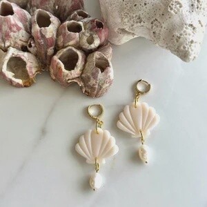 Neutral Shell &amp; Pearl Dangles