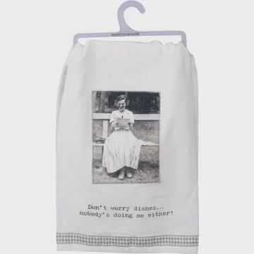 Don&#39;t Worry Dishes Vintage Kitchen Towel