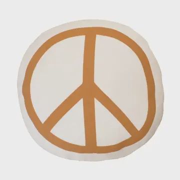 Peace Sign Canvas Pillow - Natural