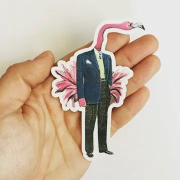 Flamingo Man Vintage Suit Sticker