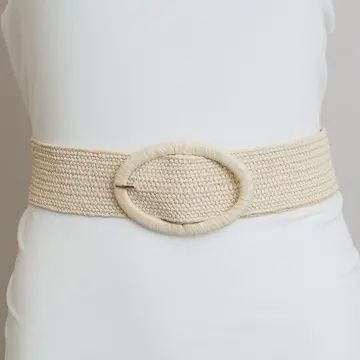 Raffia Oval Buckle Belt