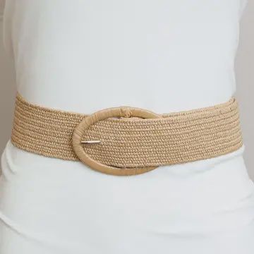 Raffia Oval Buckle Belt