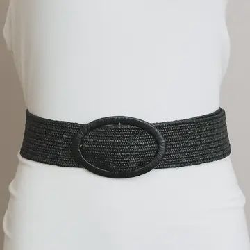 Raffia Oval Buckle Belt