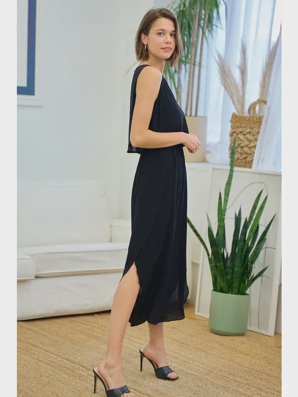 Linen Layered Bodies Tulip Hem Dress