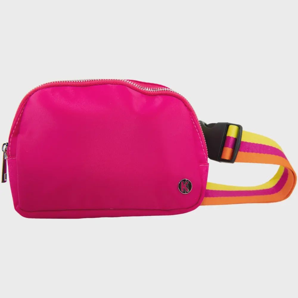 Solid Belt Bag with Striped Strap