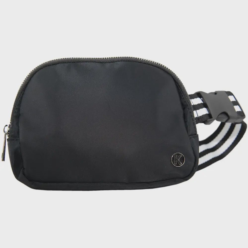 Solid Belt Bag with Striped Strap