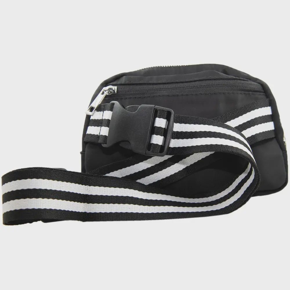 Solid Belt Bag with Striped Strap