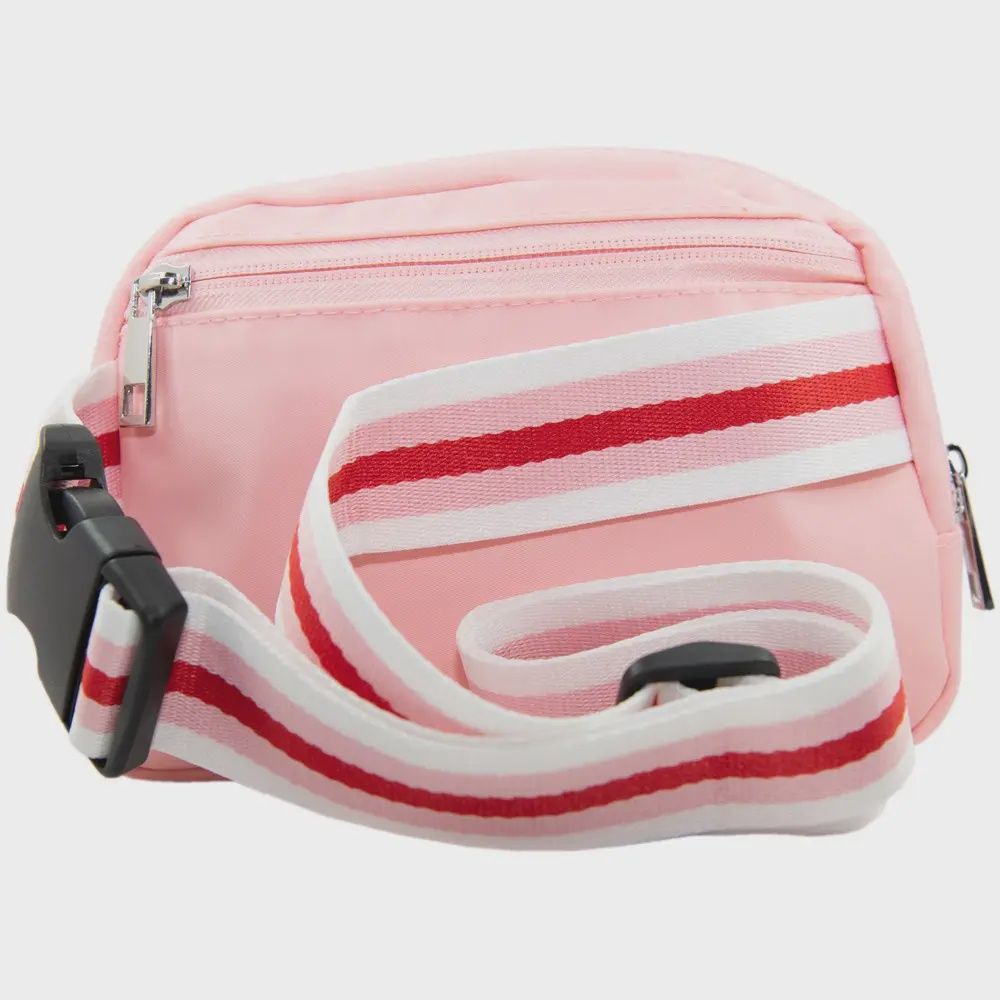 Solid Belt Bag with Striped Strap