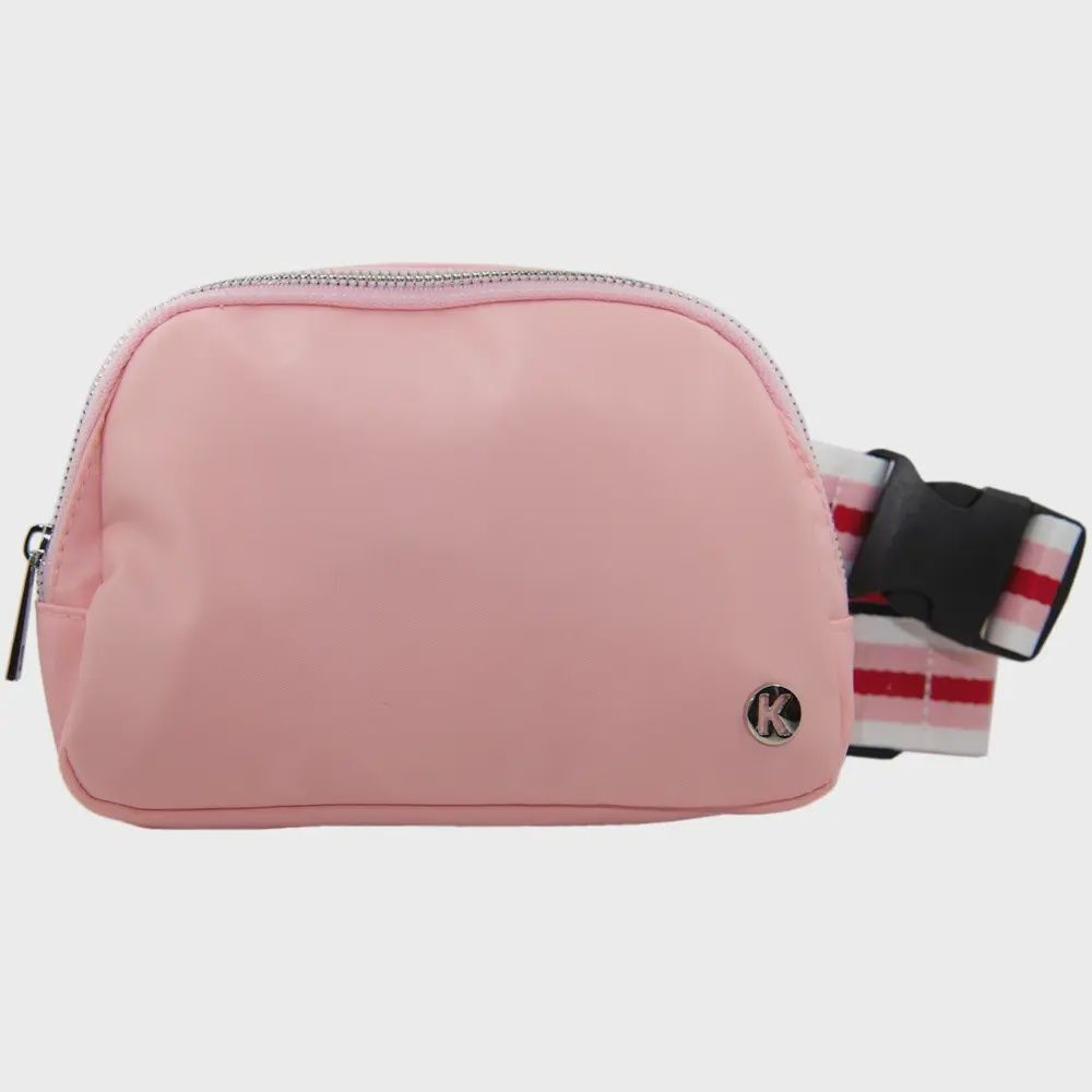 Solid Belt Bag with Striped Strap