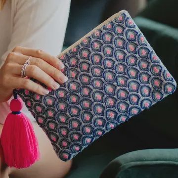 Navy and Pink Scalloped Pocket Book