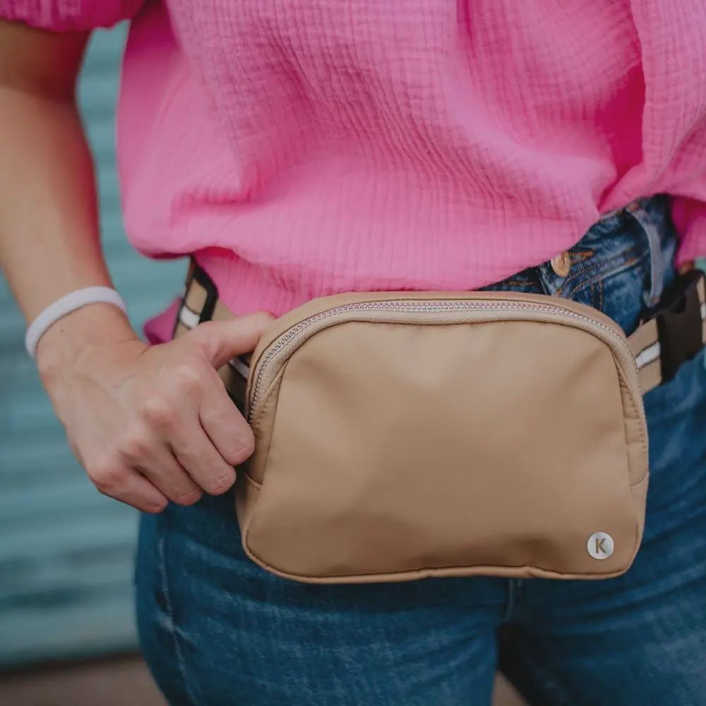 Solid Belt Bag with Striped Strap