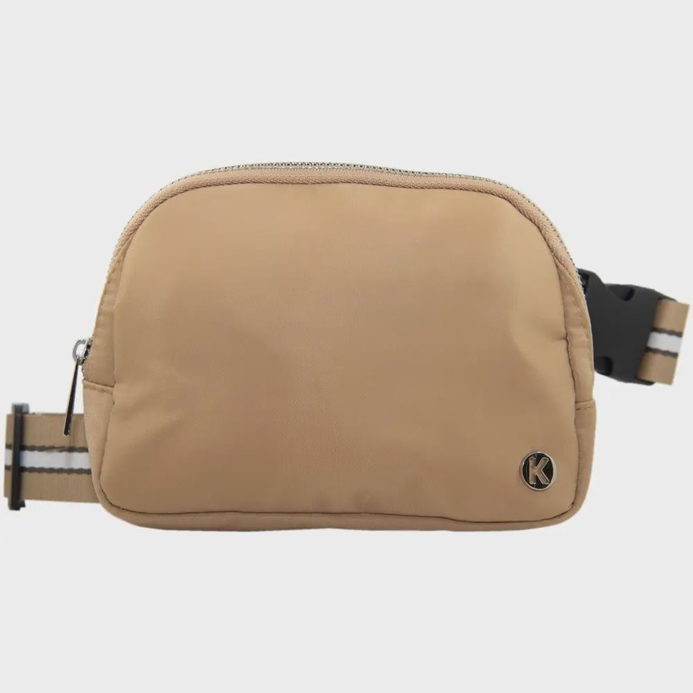 Solid Belt Bag with Striped Strap