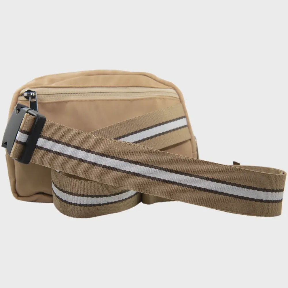 Solid Belt Bag with Striped Strap