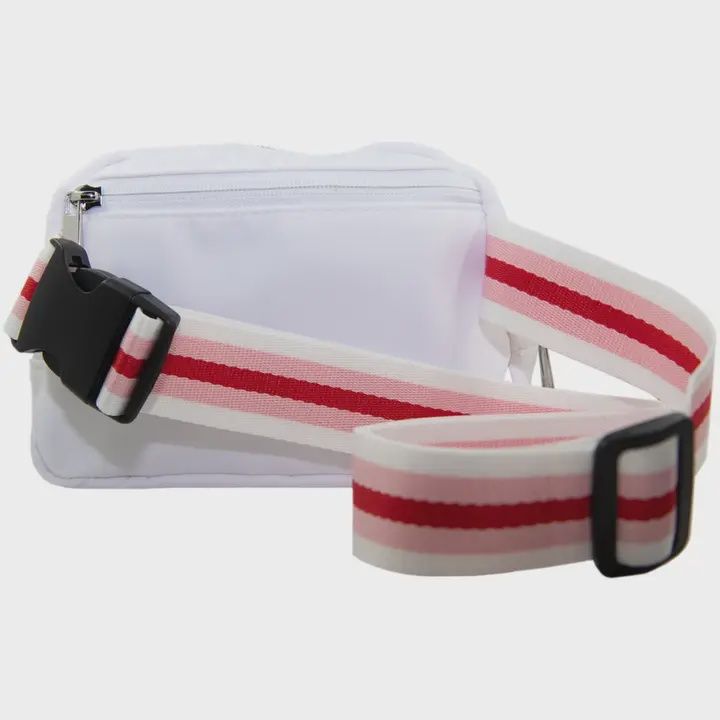 Solid Belt Bag with Striped Strap