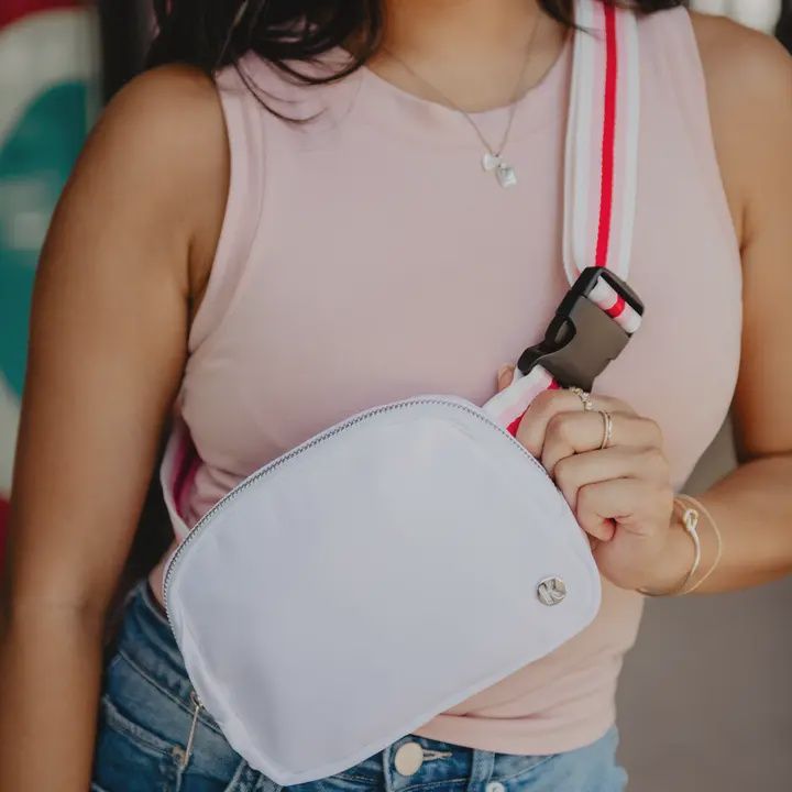 Solid Belt Bag with Striped Strap