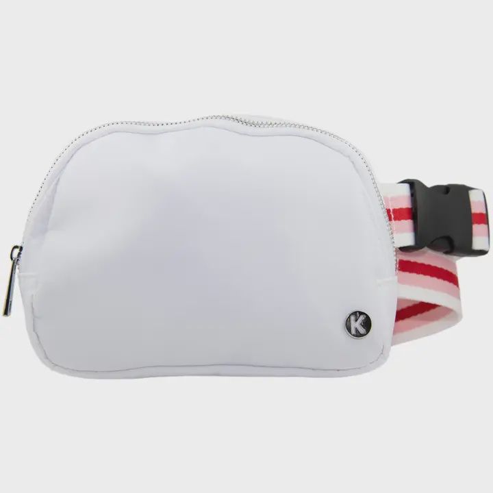 Solid Belt Bag with Striped Strap
