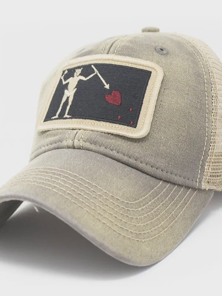 Blackbeard Flag Trucker Hat, Color: Grey