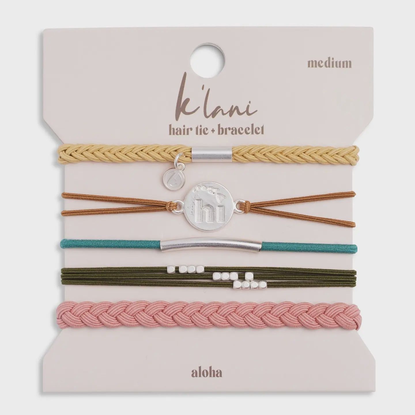 Hair Tie Bracelet, Print Name: Aloha, Size: Medium