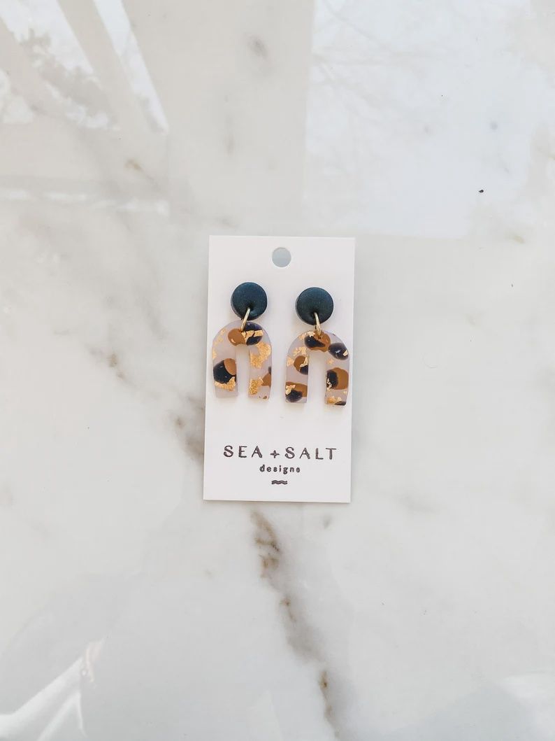 Leopard &amp; Gold Arch Dangles