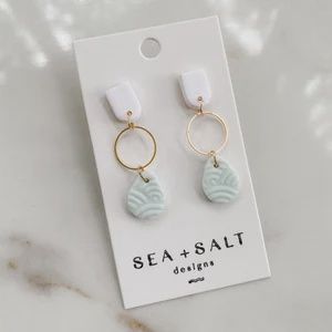 Small Circle Dangles, Color: White &amp; Sea Green