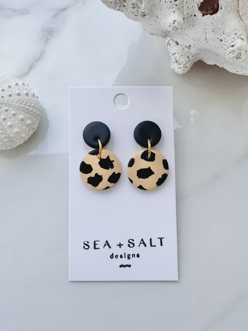 Leopard Print Small Circle Dangles