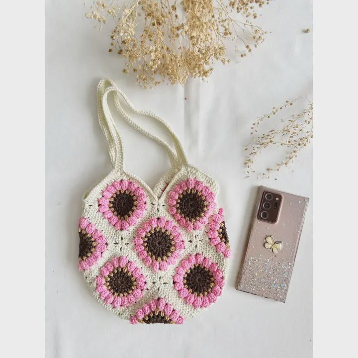 Hand-Crochet Daisy Mini Tote Bag