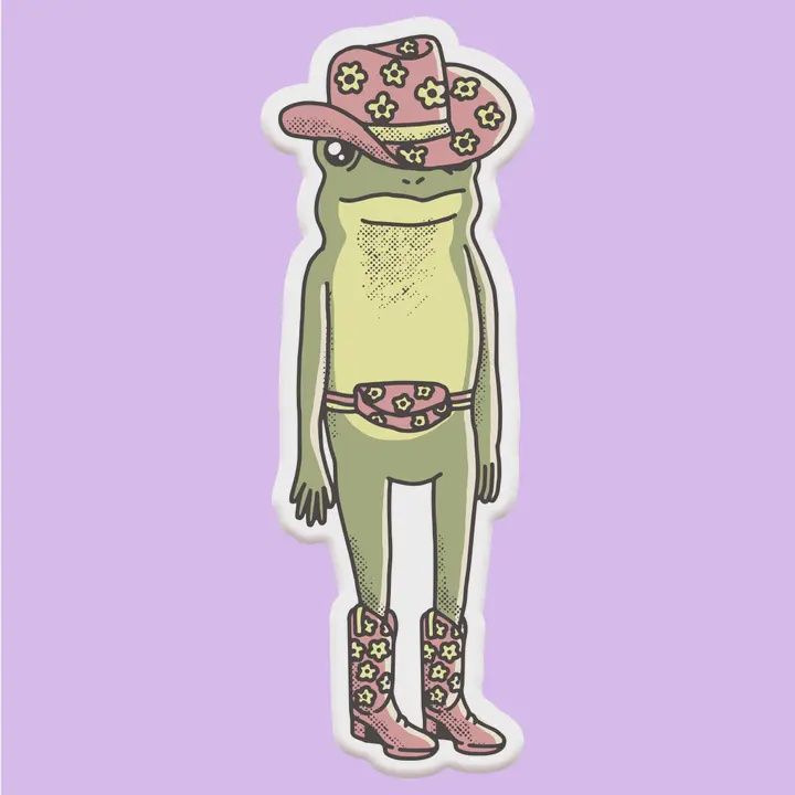 Cowgirl Frog Sticker