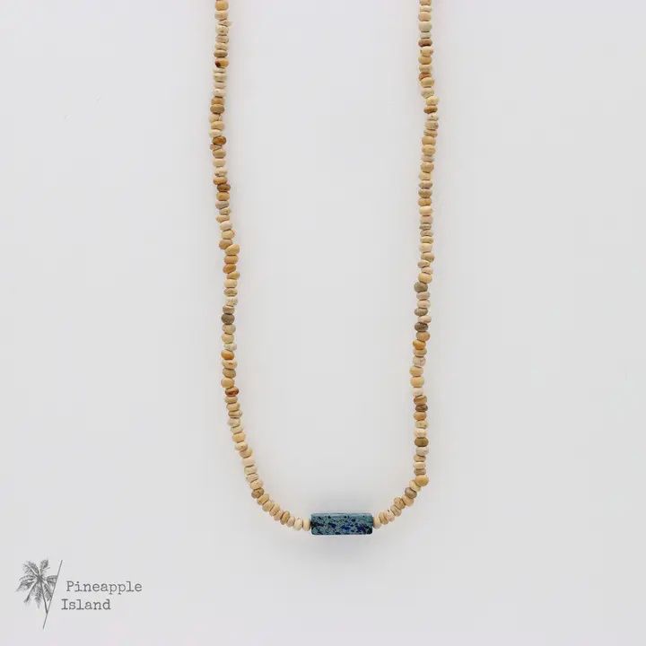 Hapuna Beach Beaded Surfer Necklace, Color: Navy