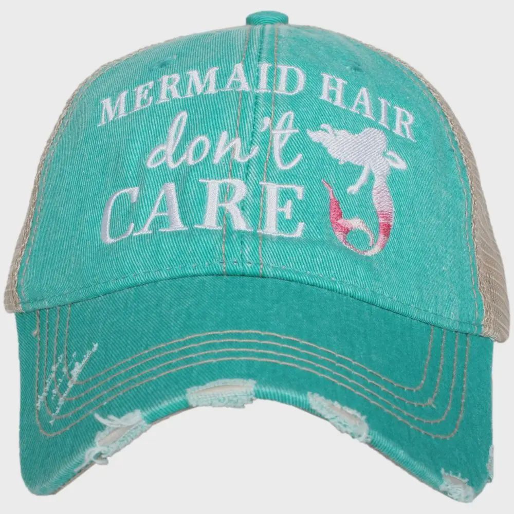 Mermaid Hair Don&#39;t Care Trucker Hats, Color: Teal