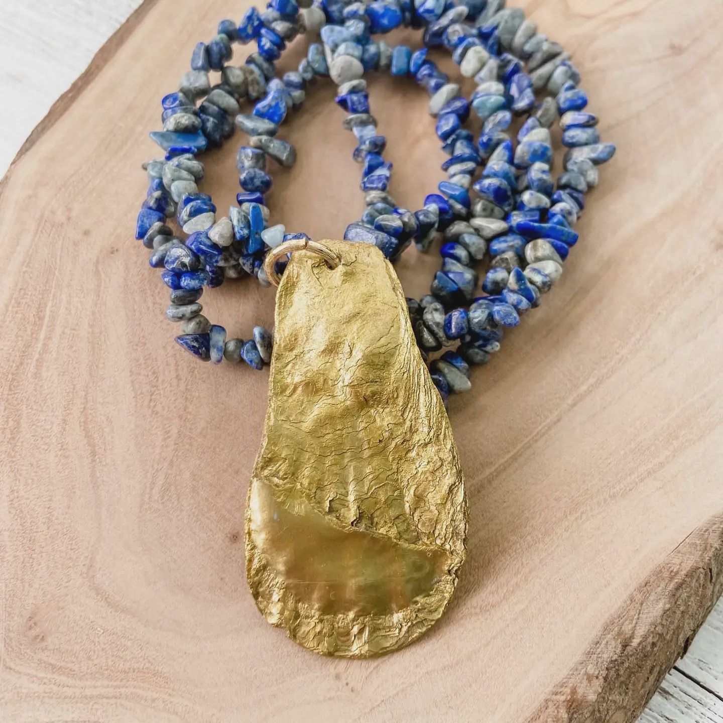 Beaded Necklace with Oyster Shell Pendant