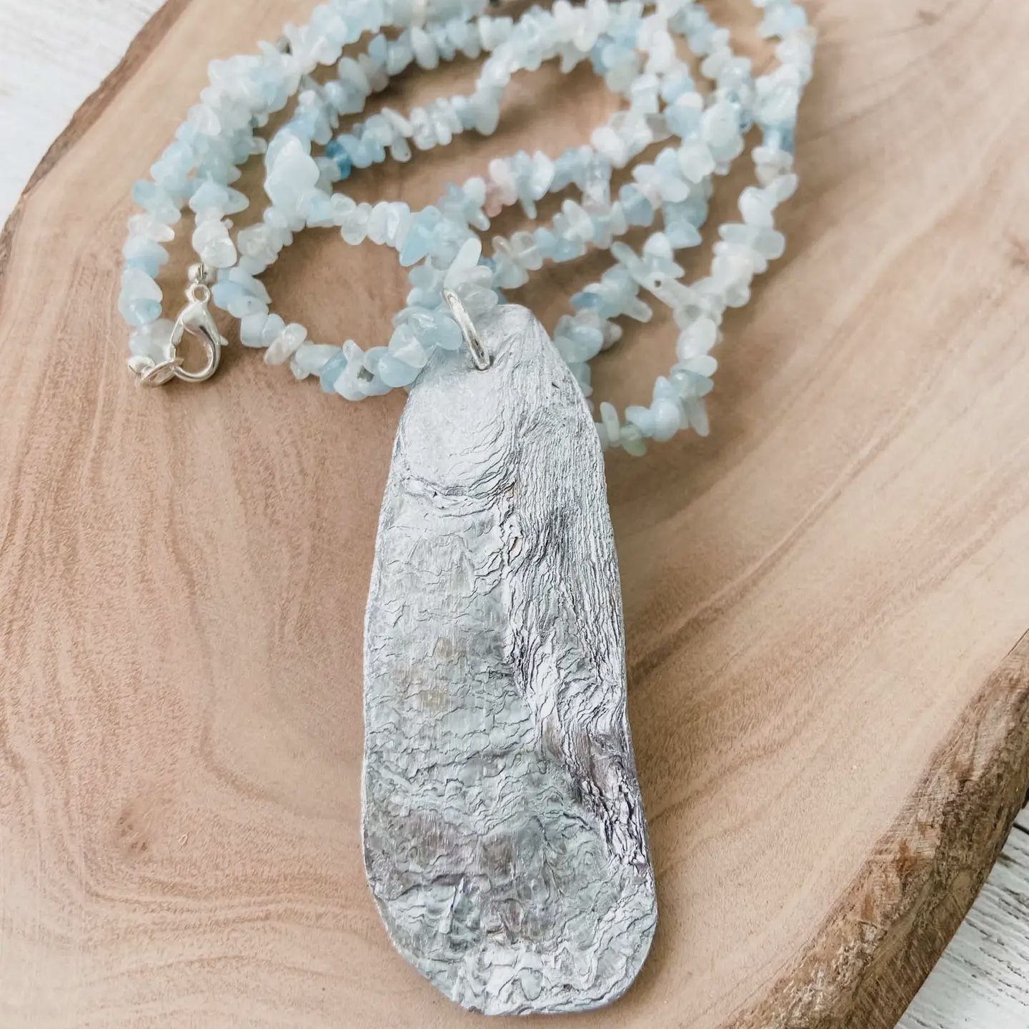 Beaded Necklace with Oyster Shell Pendant