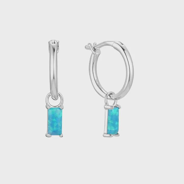 Blue Lagoon Opal Hoops