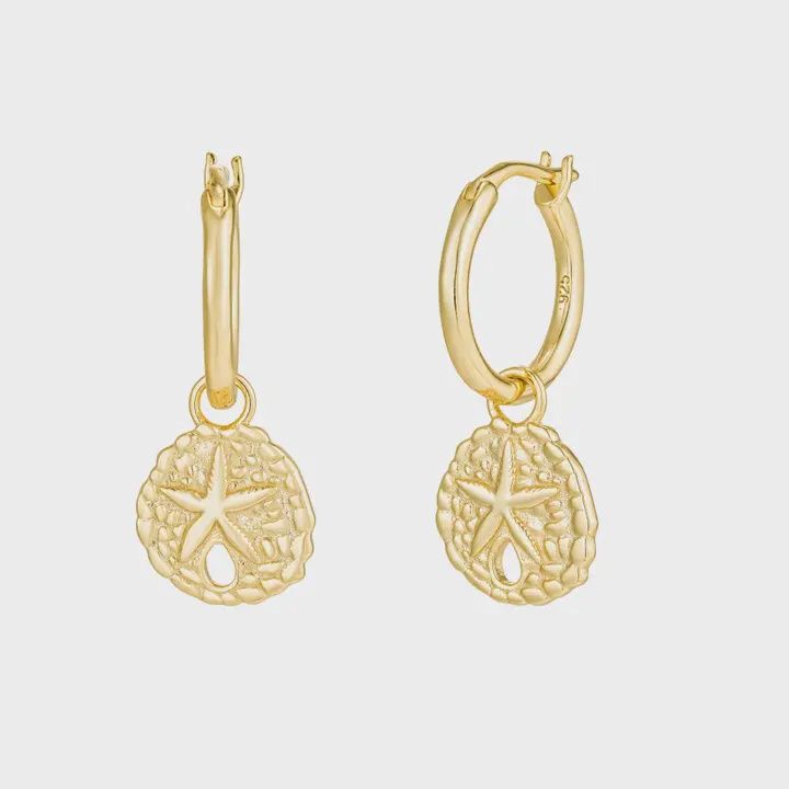 Sand Dollar Hoops, Material: Gold