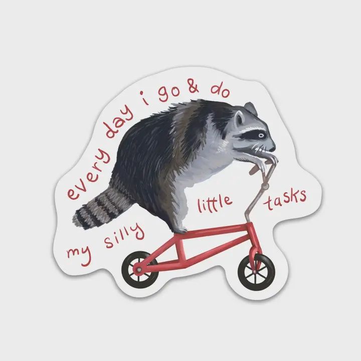 Raccoon On Bike Sticker