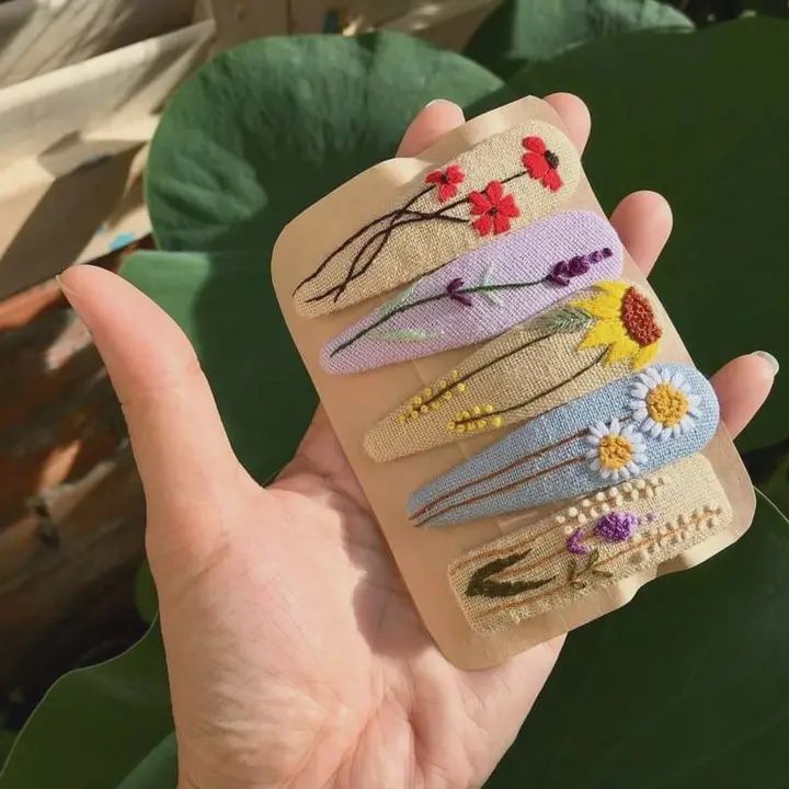 Floral Embroidered Hair Barrette