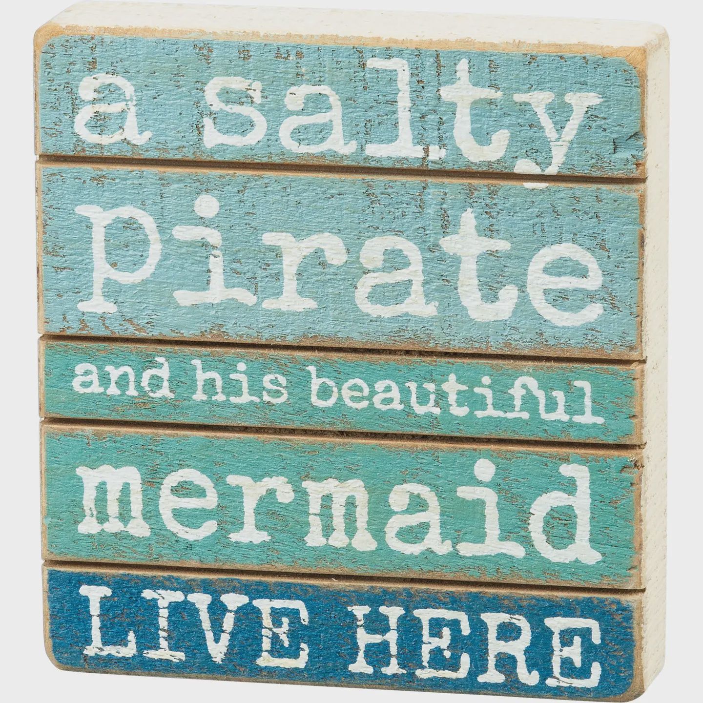 Salty Pirate and His Mermaid Slat Block Sign
