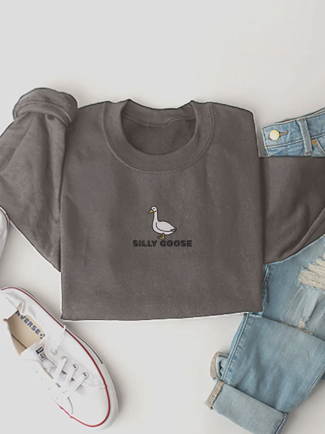 Silly Goose Embroidered Fleece Sweatshirt