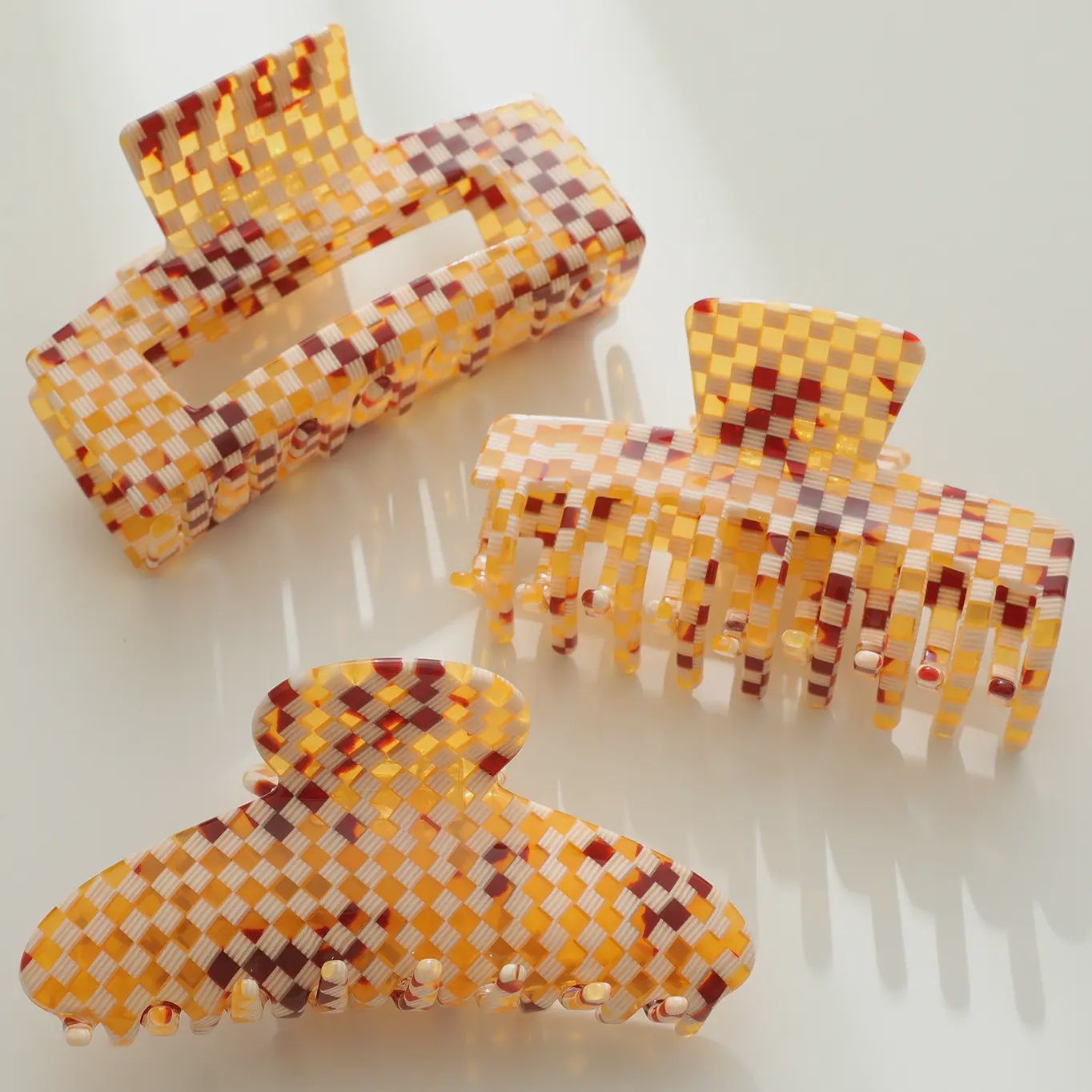 Golden Checkerboard | Assorted Eco-Friendly Claw Clips