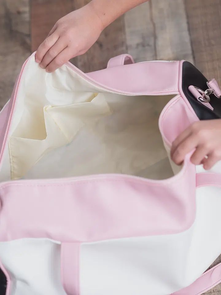 Kids Pink &amp; Blue Fuzzy Letter Weekender Dance Travel Bag