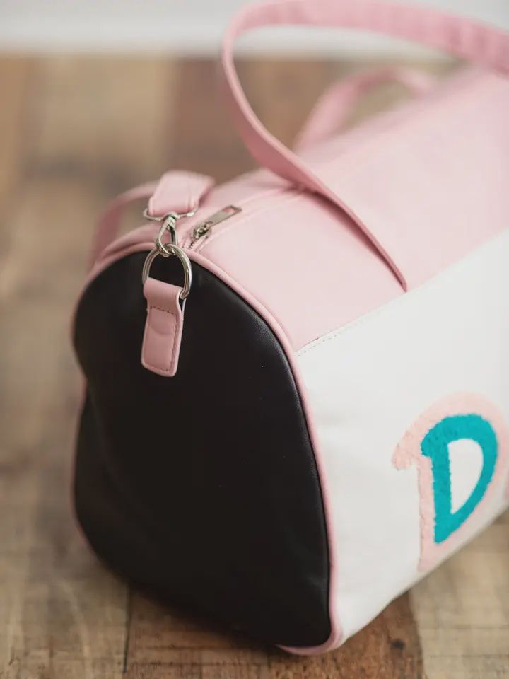 Kids Pink &amp; Blue Fuzzy Letter Weekender Dance Travel Bag