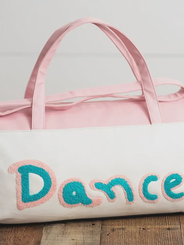 Kids Pink &amp; Blue Fuzzy Letter Weekender Dance Travel Bag