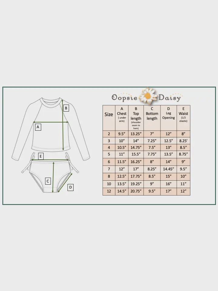 Kids Retro Daisy Long Sleeve Rash Guard Swimsuit