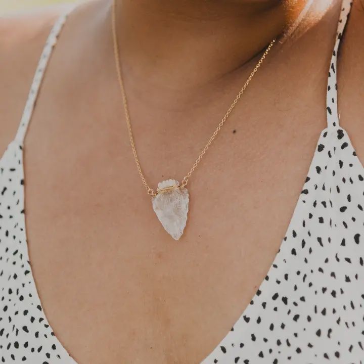 Arrowhead Necklace | Clear Quartz and Opal
