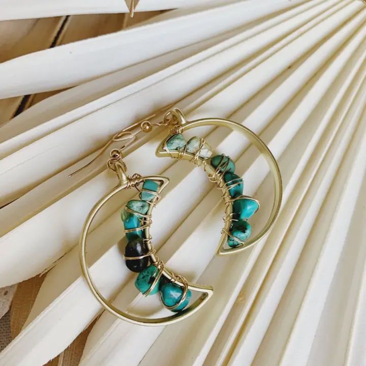 Celestial Moon Earrings | Turquoise