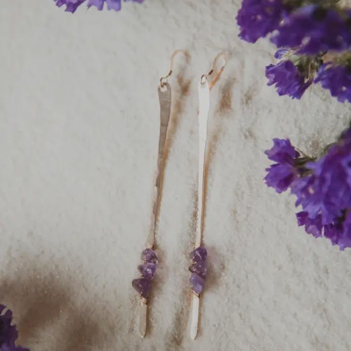 Amethyst Line Earrings
