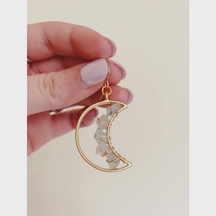 Aquamarine Celestial Moon Earrings