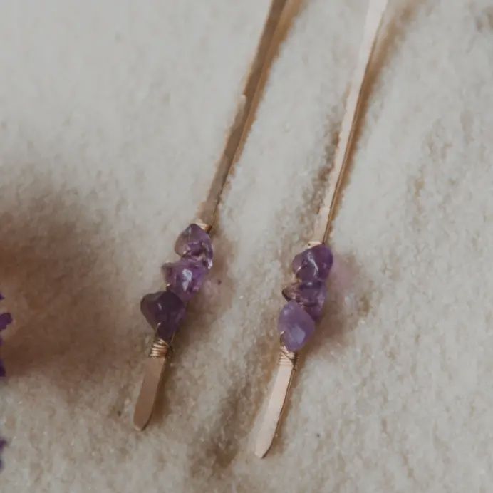 Amethyst Line Earrings