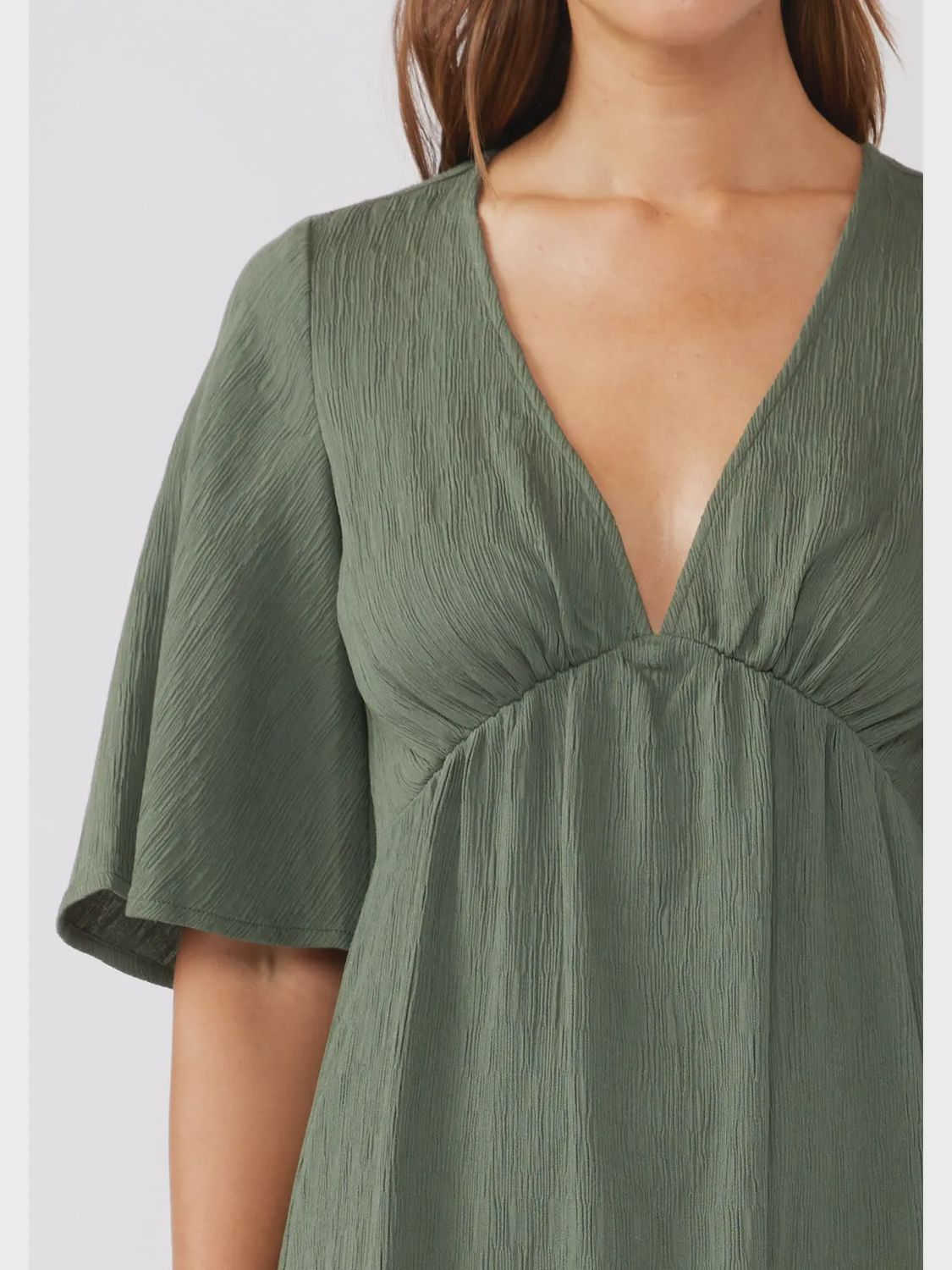 Olive Empire Waist Maxi Dress with Slit